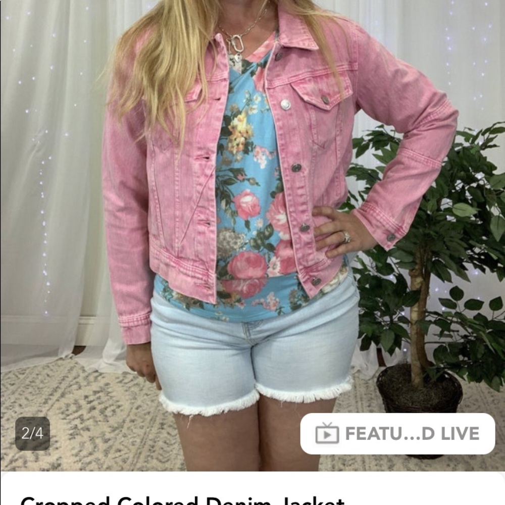 Medium cropped pink jean jacket